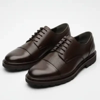 کفش رسمی مردانه کلاسیک راحت روزمره چرم طبیعی ۱۰۰% رنگ قهوهای مدل LUASS27AL0045 برند LUSIVE - 8532