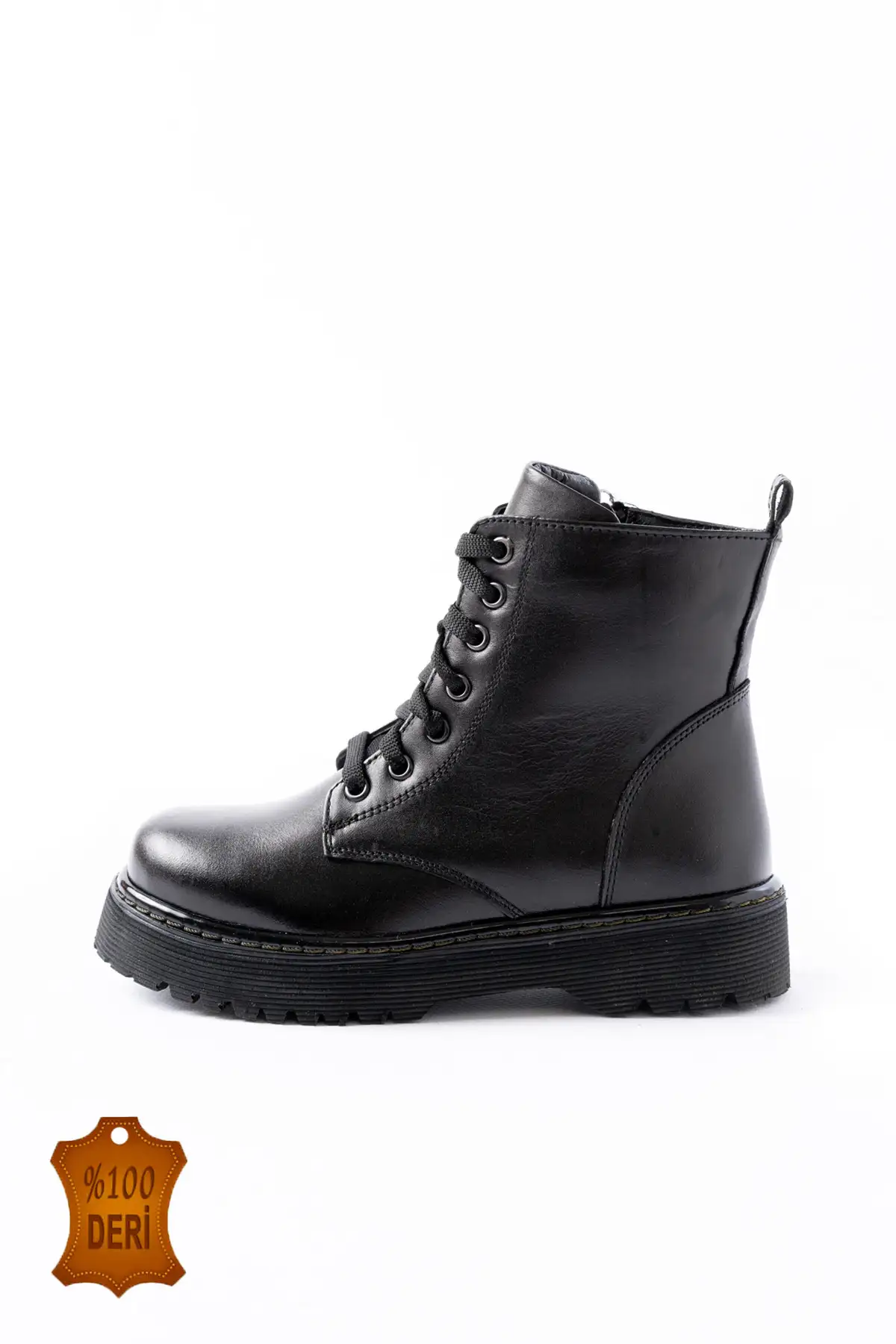 بوت بچگانه روزمره دوخته شده از چرم طبیعی با کفی ارتوپدی، ضد آب و گرم نگه‌دارنده (یونی‌سکس). برند lina step - 8384