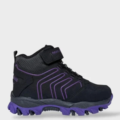 بوت بچگانه کفش با جزئیات بند چسبی ضد آب و ضد سرما - سیاه - بنفش برند Liger - 8387