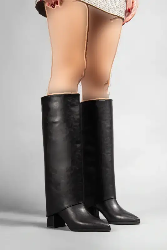 بوت و نیم بوت زنانه چکمه مشکی با جزئیات قابل جدا شدن دمپایی، نک تیز با زیپ برند camaiore - 8601 بوت و نیم بوت زنانه چکمه مشکی با جزئیات قابل جدا شدن دمپایی، نک تیز با زیپ برند camaiore - 8601