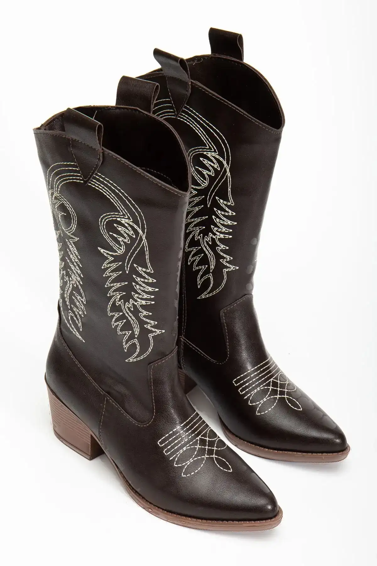 بوت و نیم‌ بوت زنانه چکمه‌های کابی جدید فصل با دخت رنگ قهه‌ای مایل به نارنجی برند bakacstore - 8430