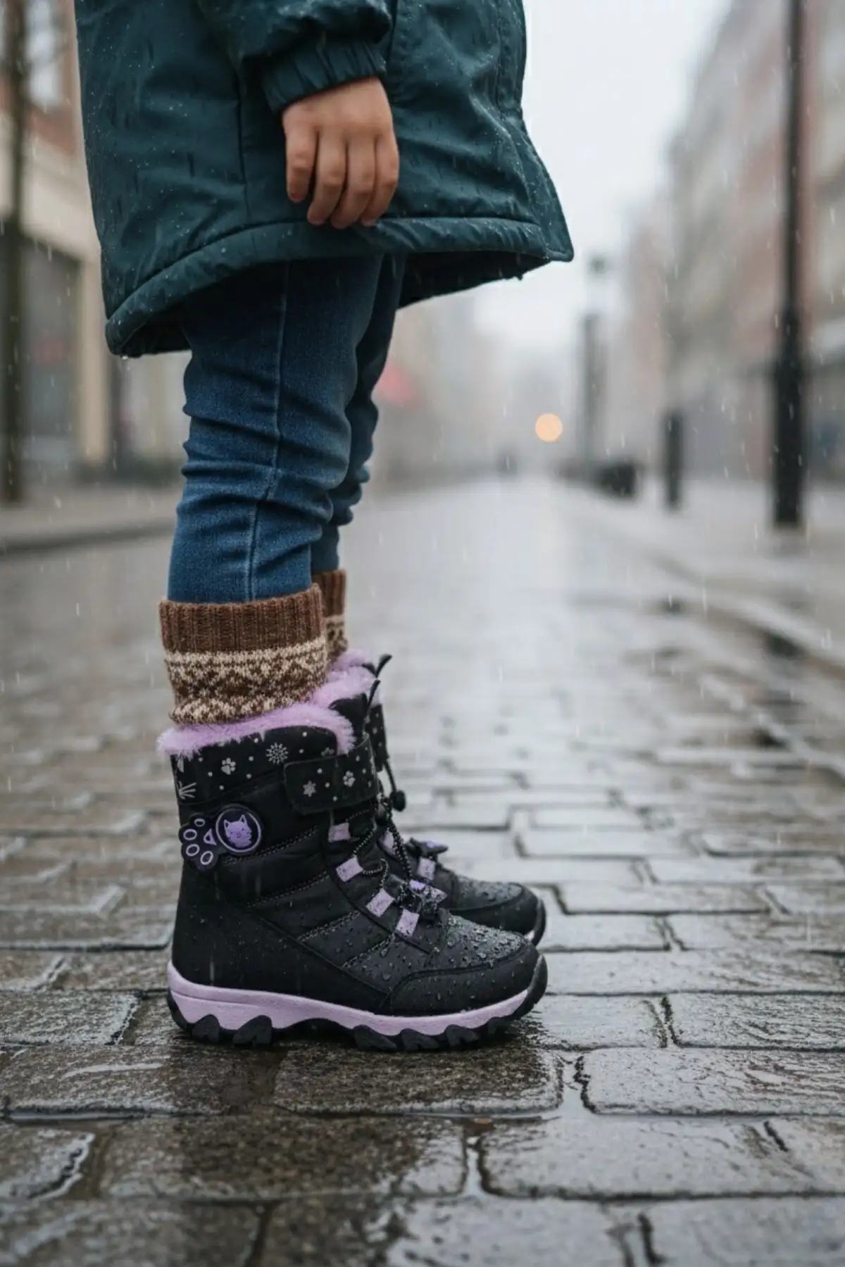 بوت بچگانه دخترانه با فُر و بند و چسب داخلی تیکر برند Muggo - 8396