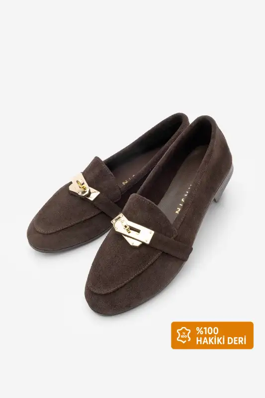 کفش لوفر زنانه روزمره مدل با چرم طبیعی و سگک نادور رنگ قهوهای سوئدی برند Marjin - 8551 کفش لوفر زنانه روزمره مدل با چرم طبیعی و سگک نادور رنگ قهوهای سوئدی برند Marjin - 8551