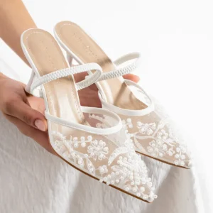 کفش پاشنه‌ بلند زنانه فومکس فایل - با جزئیات دوخت و چاپ گلدوزی و دکمه‌های تزئینی با پاشنه برند tulin women - 8526