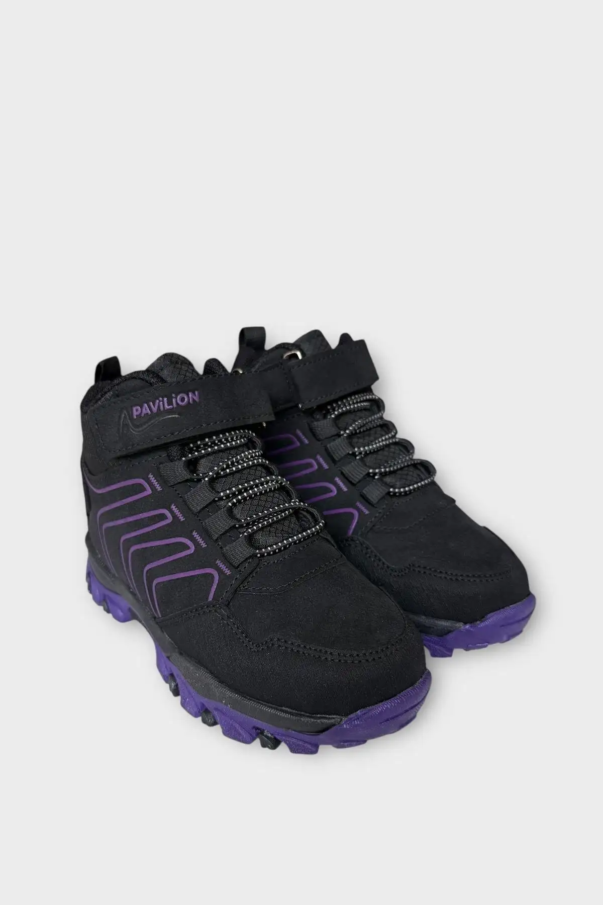 بوت بچگانه کفش با جزئیات بند چسبی ضد آب و ضد سرما - سیاه - بنفش برند Liger - 8387