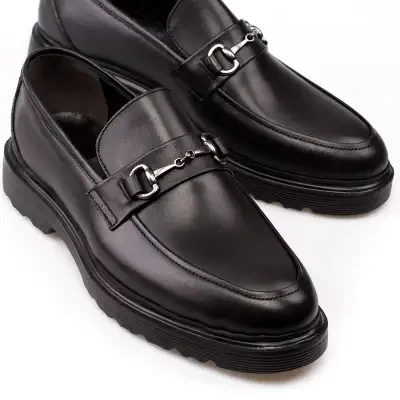 کفش رسمی مردانه کلاسیک بدون بند از چرم طبیعی براق و رنگ مشکی برند maximoda - 8534