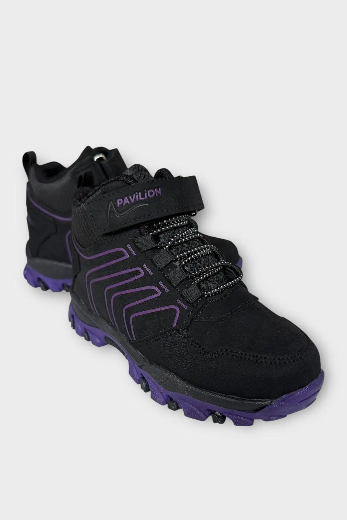 بوت بچگانه کفش با جزئیات بند چسبی ضد آب و ضد سرما - سیاه - بنفش برند Liger - 8387
