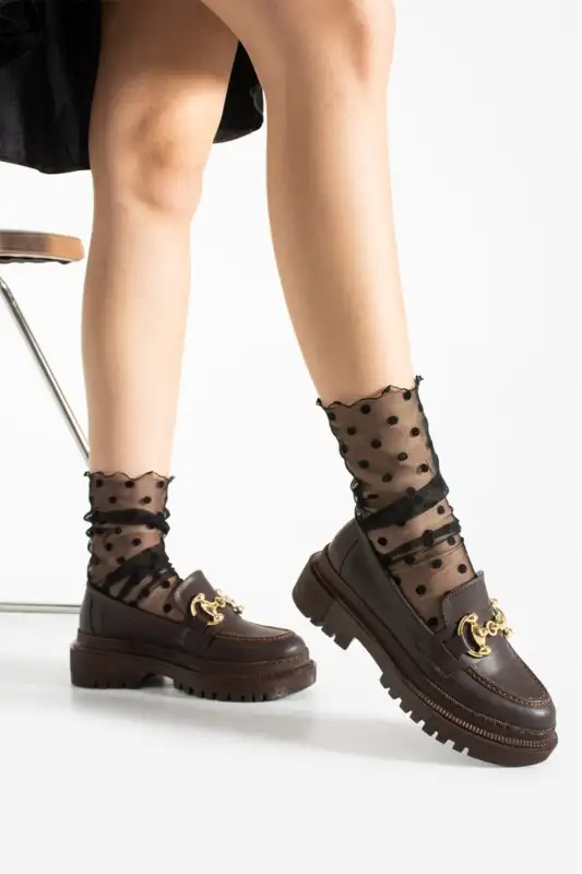 کفش لوفر زنانه کایرا با بند دوخته شده برند CICIKIZ - 8580 کفش لوفر زنانه کایرا با بند دوخته شده برند CICIKIZ - 8580