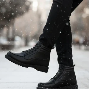 بوت مردانه چکمه کلاسیک قهوهای مشکی رترو برند BIG KING - 8462