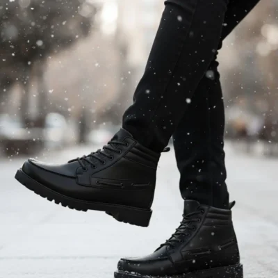 بوت مردانه چکمه کلاسیک قهوهای مشکی رترو برند BIG KING - 8462