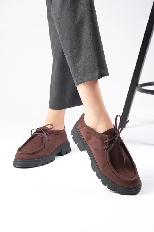 کفش لوفر زنانه loafer هوپ با کفی ضخیم قهوهای برند Mio Gusto - 8541 کفش لوفر زنانه loafer هوپ با کفی ضخیم قهوهای برند Mio Gusto - 8541