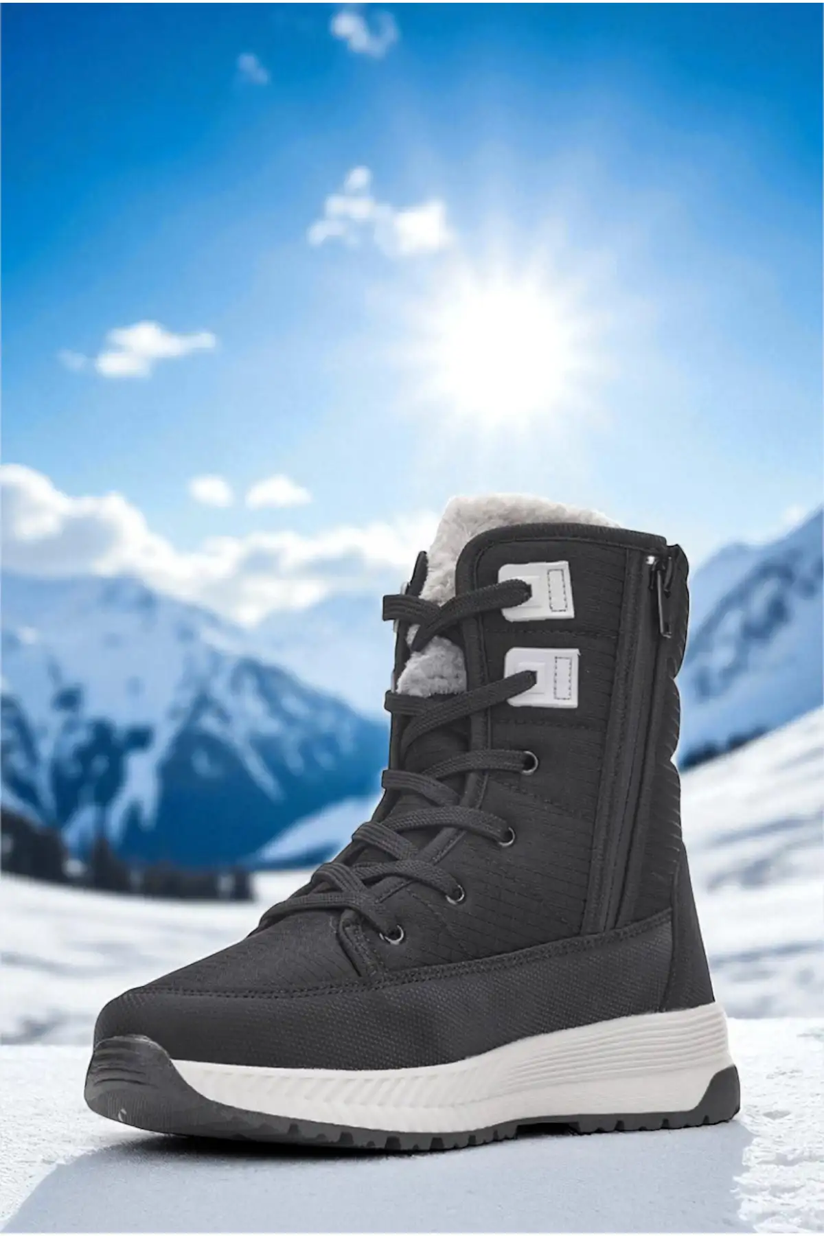 بوت بچگانه چکمههای زمستانی زنانه - دخترانه - یونیسکس با پشتی بلند و زیپ با کفی آناتومیک - مشکی یخ برند ALTUNTAŞ - 8409 بوت بچگانه چکمههای زمستانی زنانه - دخترانه - یونیسکس با پشتی بلند و زیپ با کفی آناتومیک - مشکی یخ برند ALTUNTAŞ - 8409