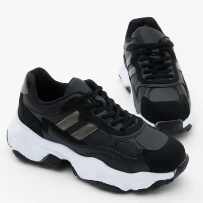 کفش کتانی زنانه ورزشی مشکی چرم Tb246 برند Tonny Black - 8453