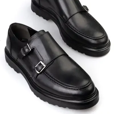 کفش رسمی مردانه چرم طبیعی با کفی EVA و طراحی با بند برند maximoda - 8536