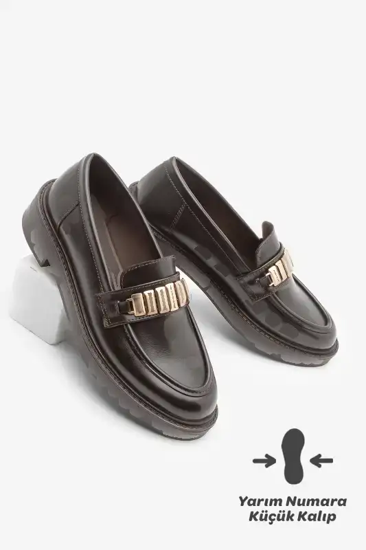 کفش لوفر زنانه روزمره مدل با قفل، رنگ قهوهای ویلیوم برند Marjin - 8564 کفش لوفر زنانه روزمره مدل با قفل، رنگ قهوهای ویلیوم برند Marjin - 8564