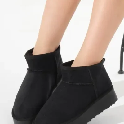 بوت و نیم بوت زنانه مشکی با کفی ضخیم ظاهری از جیر داخلی پشمی برند Tonny Black - 8673