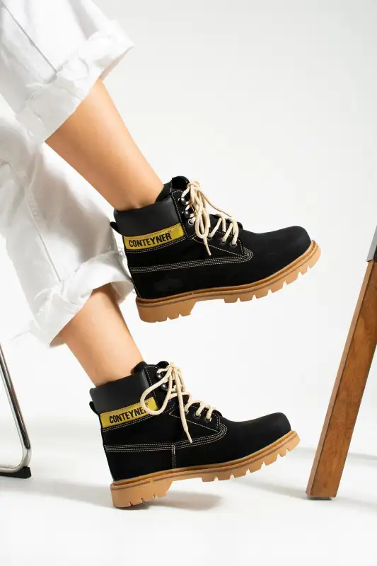 بوت و نیم بوت زنانه کفش مشکی ینیسکس با زیره لاستیکی ضد لغزش مقام در برابر آب برای زمستان برند KunduraHane - 8648 بوت و نیم بوت زنانه کفش مشکی ینیسکس با زیره لاستیکی ضد لغزش مقام در برابر آب برای زمستان برند KunduraHane - 8648