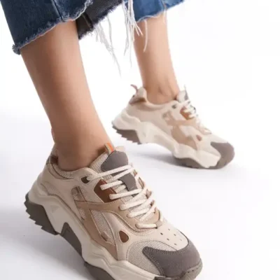 کفش کتانی زنانه ورزشی دل سولرا با بند و زیره بلند برند Solo Bag - 8676