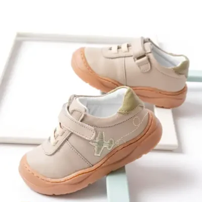 کفش نوزاد پسر های مرحله اول انه ارتوپدی دوخت چرم طبیعی بژ - 8617