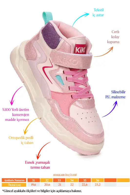 کفش دخترانه ورزشی بچه‌گانه هایکا-3 با چسب برند Kiko Kids - 8679