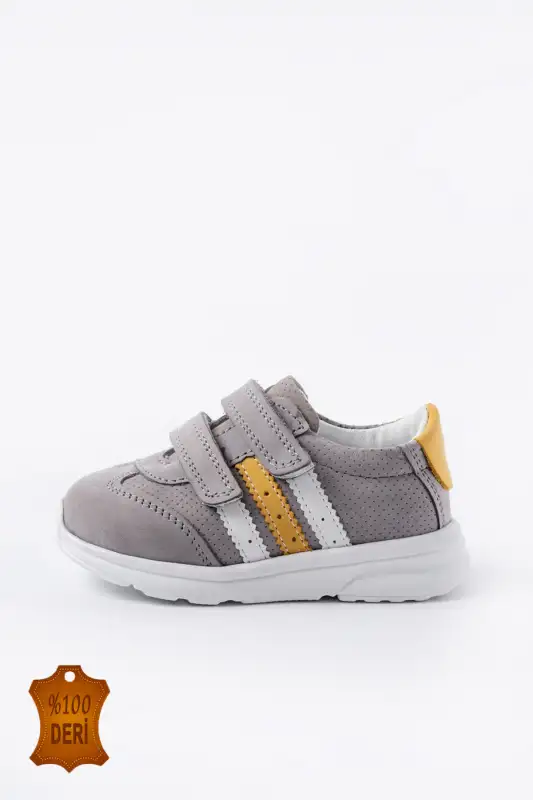 کفش نوزاد پسر اسپرت ی ارتوپدی ولکرو مردانه چرم اصل خاکستری - 8615 کفش نوزاد پسر اسپرت ی ارتوپدی ولکرو مردانه چرم اصل خاکستری - 8615
