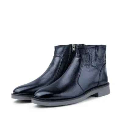 بوت مردانه روزانه چلسی با زیپ و کفی ضد لغزش از چرم طبیعی بریستول - رنگ سرمهای برند Ducavelli - 8631