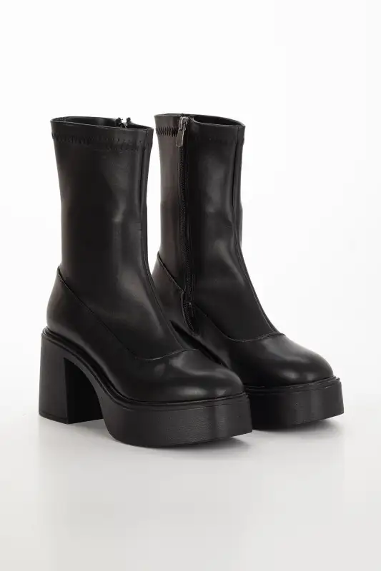 بوت و نیم بوت زنانه چکمه های پاشنه دار سیندی با پست مشکی - 8619 بوت و نیم بوت زنانه چکمه های پاشنه دار سیندی با پست مشکی - 8619