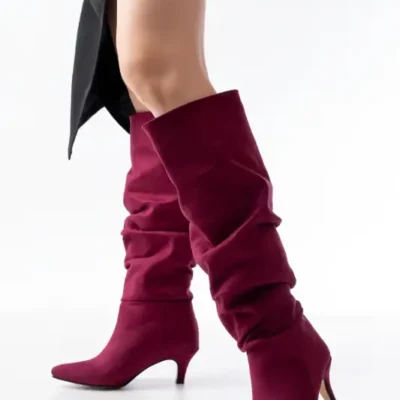 بوت و نیم بوت زنانه چکمه رزمره با پاشنه نازک سئدی مدل SR-2001 بردا برند infon shoes creation - 8614