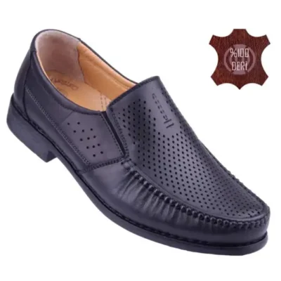 کفش طبی راحتی مردانه سوراخ دار ارتوپدی چرم اصل DTC0288-2 - 8621