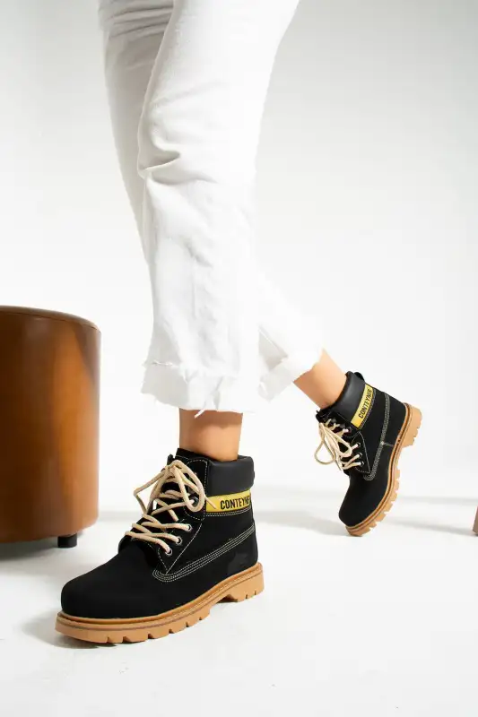 بوت و نیم بوت زنانه کفش مشکی ینیسکس با زیره لاستیکی ضد لغزش مقام در برابر آب برای زمستان برند KunduraHane - 8648 بوت و نیم بوت زنانه کفش مشکی ینیسکس با زیره لاستیکی ضد لغزش مقام در برابر آب برای زمستان برند KunduraHane - 8648